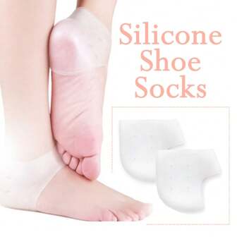 5 Pairs Silicone Gel Heel Cushion Socks | Soft Foot Care Sleeves For Dry Skin | Breathable Moisturizing Socks (White)