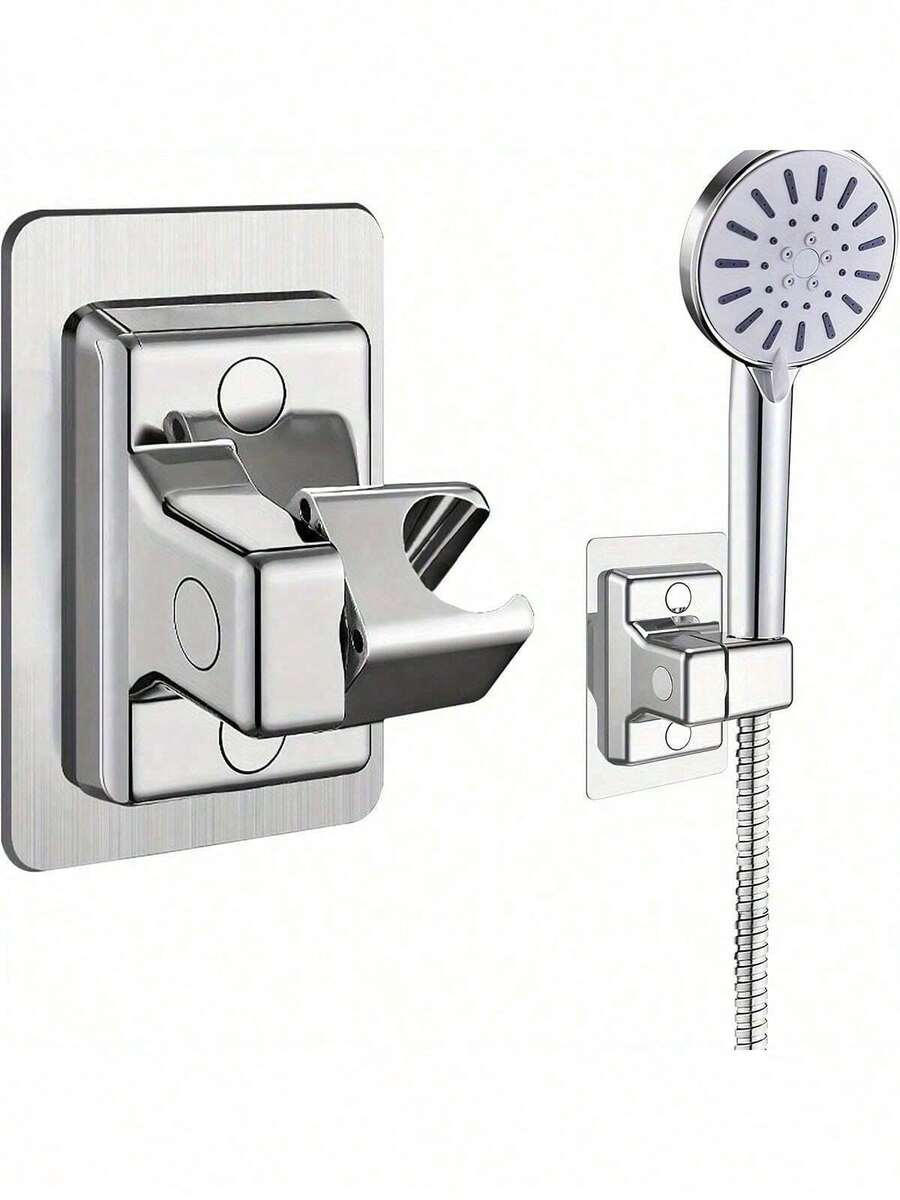 1pc No Drill Plastic Hand Shower Bracket, Wall Mount Adjustable Base Bathroom Shower Holder