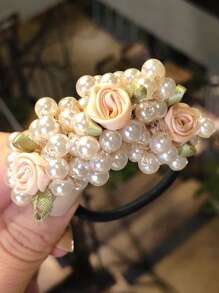3 Peças Scrunchies de Cabelo com Pérola de Rosa, Elásticos de Cabelo, Acessórios de Cabelo Femininos, Segura o Penteado Sem Danificar o Cabelo