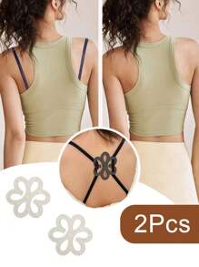 4pcs/2pcs/ Flower Shaped Bra Strap Clips, Invisible Anti-Slip Bra Strap Holders Women's Undergarment Accessories Invisible Slip-Proof Bra Strap Buckle For Lingerie - Crossback Straps, Transparent Buckle, Anti-Slip