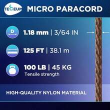 TECEUM Micro Paracord – 118 Mm X 125 Ft – Micro Utility Cord – Thin Braided Paracord Rope – Best Crafting, Projects, Fishing, Camping – Wind Chime – Survival Strong String - 棕色 - 查看 9