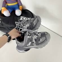 2026 New Women's Shoes New Versatile Thick-Soled Dad Shoes Hong Style Street Style Student Casual Couple Sneakers Elegant Women's Shoes Men's Sneakers - 灰色 - 查看 1