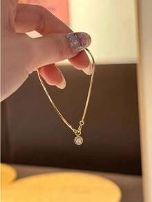 Stylever 1pc 925 Sterling Silver Bubble Round Zirconia Snake Bone Women's Bracelet Zirconia High-End Sense Versatile Stacking Exquisite Niche Design - Round Pendant Bracelet - View 1