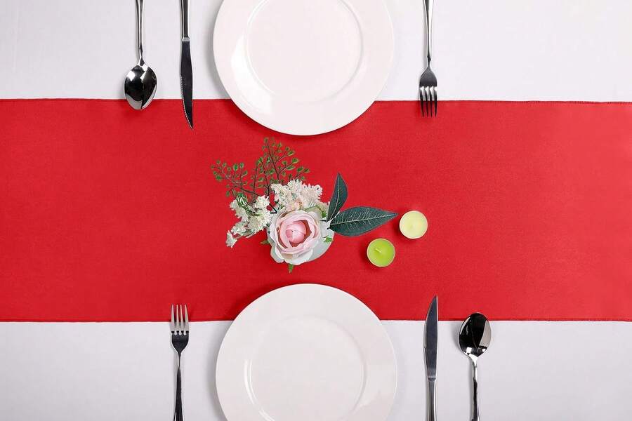 10-Pack Satin Table Runner Red 12 X 108 Inches Long, Table Runners For Wedding, Birthday Parties, Banquets Decorations(10 Pack, 12x108 Inch, Red) - Red - View 1