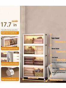 1/2/3/4/5layers Covered Plastic Storage Boxes, Closet Storage Boxes And Cabinets, Stackable Storage Drawers With Wheels, Foldable Clothing Storage Cube Racks, Home, Office And Dormitory Storage And Storage - trắng - Xem 12