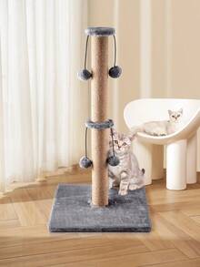 Cat Scratching Post Foldable Bottom Tall Cat Claw Scratcher  Natural Sisal Scratch Pole And Soft Carpet Covered Heavy Base Modern Stable Design - Gray 74cm 4Ball - View 5