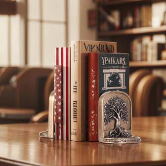 Bronze Colored Tree Of Life Bookmark Set, 2 Decorative Bookshelves For Shelves Or Bookcases, Anti Slip Heavy-Duty Bookshelves For Desktop Shelf Decoration, Library Office Decoration, Home Decoration Gifts