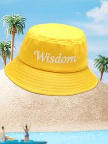 1pc Customized Logo Embroidered Bucket Hat, Unisex Sports Outdoor Sun Protection Hat, Versatile For Outdoor Travel - Multicolor - View 2