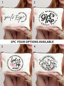1pc Great Memories Trip Makeup Bag ,Cherished Memories Makeup Bag - S Trip 2025 Printed Cosmetic Pouch With Heart Design, Durable Polyester Travel Toiletry Organizer For Women, Best Friends & Loved Ones - Perfect Gift For Daily Use & Trips, Makeup Pouch, Trip Themed Accessory, Secure Zipper Closuretravel Essentials Vacation Summer Holiday Back To School School Stuff Bag For School Travel Bag For Women Makeup Bag For Travel