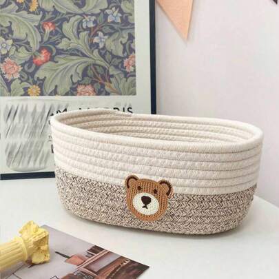 Yiuswoy 1 peça pequena cesta de armazenamento trançada para brinquedos de animais de estimação, chaves, artigos diversos, maquiagem, doces, lanches, cesta de armazenamento decorativa boho, cesta de armazenamento de mesa para berçário, banheiro, quarto, sala de estar, decoração de casa