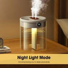 2000ml Large Capacity Humidifier Ith Digital Display, Dual-Hole Humidifier With 3 Modes, Quiet 36dB Plant Humidifier For Moisturize Dry Skin, Relieve Dry Eyes And Fatigue, White - White - View 6
