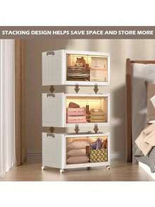 1/2/3/4/5layers Covered Plastic Storage Boxes, Closet Storage Boxes And Cabinets, Stackable Storage Drawers With Wheels, Foldable Clothing Storage Cube Racks, Home, Office And Dormitory Storage And Storage - trắng - Xem 9
