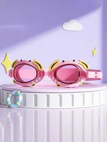 1 件儿童可爱螃蟹设计防雾防水游泳镜，眼镜