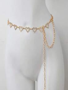 1pc Minimalist Heart Shaped Metal Waist Chain, Fashion Accessory For Dress, Sweater, Blouse, Versatile For All Seasons