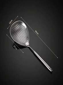 Stainless Steel Strainer + Large Frying Scoop, 2-In-1 Pasta Strainer And Frying Scoop, Kitchen Accessories, Essential Kitchen Tool Gift, Space-Saving Kitchen Storage, Christmas Kitchen Gift - Silver - View 10