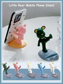 1 件卡通熊手机支架桌面装饰工艺品可用作生日、儿童节、复活节、万圣节圣诞节礼物，休闲手机支架桌面装饰熊支架