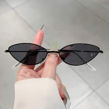 Pair Of New Women Cat Eye Style Fashion Glasses, Small Metal Frame,  Candy Color Lens, Men Vacation Accessories - 銀粉色 - 查看 6