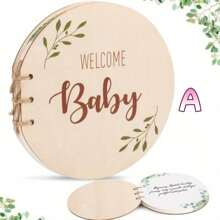 1pc Wooden Christening Guest Book, Shower Guest Book, Shower Memory Book, Gift For New Parents And Expectant Mothers, No Paper Included