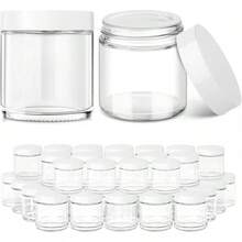 4 Oz Amber Glass Jar With Lids, 48 Pack Small Glass Candle Jars With Lids & Sticker, Empty Cosmetic Containers For Sample, Cream, Spice, Lotion, OintmentsSHEIN - 白色 - 查看 1