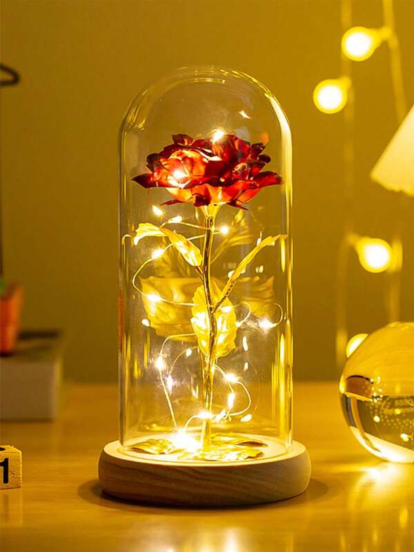 Preserved Rose Flowers With LED Lights, Creative Gifts For Valentine's Day, Christmas Decorations, Desk Decor, Night Light