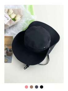 1 件纯色户外钓鱼帽，男女款透气防晒渔夫帽，四季薄款牛仔登山帽