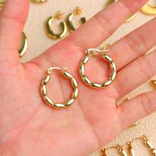 8Pairs/Lot Exquisite Elegant Vintage Golden Stainless Steel Women Earrings, Round Heart-Shaped Geometric Style Romantic Dating Valentine's Day Gifts Daily Wear Accessories