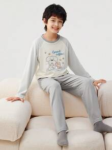 Balabala Miiiiichan Kids Pajama Set 2025 Comfortable Sleepwear - White Grey Tone - View 1