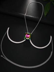Collier avec pendentif carré en cristal coloré et sexy, chaîne de corps, bijoux pour femmes, 1 pièce