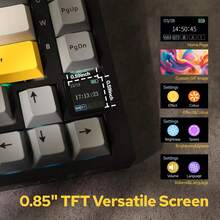 AJAZZ AK820PRO BT/2.4G Wireless/Wired 3-Mode Customizable Mechanical Gaming Keyboard For PC And Laptop. It Features Full-Key Hotkeys, Replaceable PBT Keycaps, 75% Layout, Supports Universal RGB Lighting Effects And Multiple Keycap Options. This Keyboard Is Designed For Office, Gaming And Esports. - Multicolor - View 4