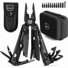 MIAOKE Multiherramienta 23 en 1 con caja de regalo premium, destornilladores, sierra, abridor de botellas, alicates, cuchillo de camping, el mejor regalo para novio, papá, marido, (azul golfo) - Negro - Ver 11
