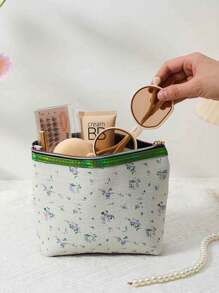 Fashion Floral Makeup Bag; Large Capacity Outdoor Leisure Travel Storage Bag; Portable Wash Bag Handbag; Fashion Portable Makeup Bag Travel Essentials For Vacation Summer Holiday Back To School School Stuff Bag For School Travel Bag For Women Makeup Bag For Travel