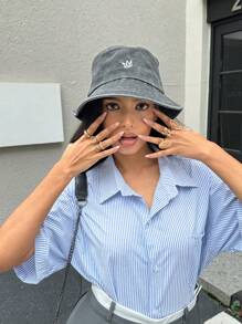 DareSee Set de 10 anillos de mujer para el verano con diseño ovalado de superficie áspera de lino, con forma de rombo y hueco, de material de aleación, diseño exagerado y de moda para festivales de música y regreso a clases