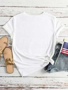 White T-Shirt Women's Lotus Flower Mandala Casual T-Shirt - trắng - Xem 2