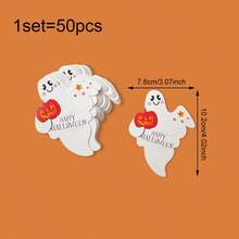 1 Set ( 50pcs/100pcs ) - Lollipop Paper Card, Halloween Creative Horror Ghost Pattern Paper Card, Halloween Party Candy Stick Decoration, Straw Decoration Card ﻿ Home Decor Halloween Decor Fall Decor Room Decor - Multicolor - View 2