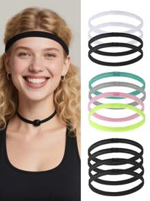 4 pezzi Fasce elastiche sportive - Design antiscivolo spesso, unisex, fasce sportive elastiche per yoga, fasce per capelli da corsa e fitness, lacci per capelli regolabili