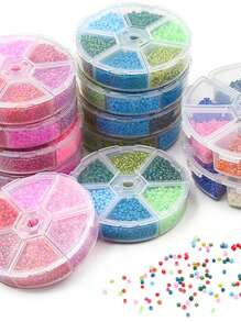 3900 piezas de cuentas de arroz de vidrio de 2mm - Kit de joyería DIY de 6 colores con caja de almacenamiento, materiales de cuentas artesanales para regalos de amistad y accesorios creativos