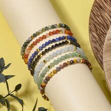 Vòng tay hạt đá mã não rêu phong cách Boho tự nhiên 4mm, trang sức đá tự nhiên thủ công, thích hợp cho phụ nữ làm phụ kiện mùa hè và quà tặng - 17cm,4mm - Xem 7