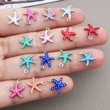 10 buc 10x10mm drăguț email oțel inoxidabil stea de mare farmece mini drăguț viață marină animale pandantive pentru DIY ocean brățară colier cercei bijuterii confecționare meșteșuguri accesorii