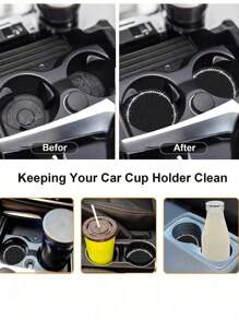 1/2pcs Car Cup Coaster, Bling Cup Holder Insert Coasters,Universal Auto Non-Slip Cup Holder Embedded In Ornaments Silicone Coaster, Car Interior Accessories Mat,7cm/2.75 Inch Soft Crystal Rhinestone Rubber Pad Set Round Auto Drink Coaster Car Interior Accessories