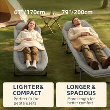 SnozeFlex Adjustable Folding Camping Cot|Lightweight & Portable|Built-In Pillow + Side Pocket