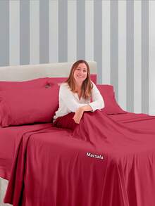 Premium Percal Flex Fitted Sheet - LC - Color caoba - Ver 1