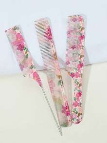 2pcs Hair Styling Brush Set, Includes Tail Comb And Wide-Tooth Comb, Suitable For All Hair Types, Salon And Home Hair Care Tools, Unisex - Multicolor - View 9