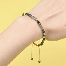 Vòng tay hạt đá mã não rêu phong cách Boho tự nhiên 4mm, trang sức đá tự nhiên thủ công, thích hợp cho phụ nữ làm phụ kiện mùa hè và quà tặng - 17cm,4mm - Xem 8