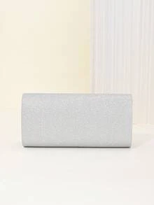 女士手拿包晚宴包，闪光晚宴信封手提包，配有可拆卸链条，适合婚礼和派对 女士手拿包晚宴包，闪光晚宴信封手提包，配有可拆卸链条 优雅、精致的漆皮方形晚宴包 - 銀色 - 查看 7