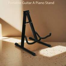 Guitar Stand Folding A-Type Guitar Rack Portable Electric Wood Guitar Seat Guitar Rack Musical Instrument Accessory Universal - Black - View 2
