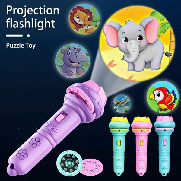 Juguete de proyección de 24 patrones de dibujos animados | Proyector LED portátil para cuentos de la hora de dormir de los niños, regalos de cumpleaños para niños y niñas (color aleatorio)