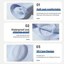 新款护耳泳帽，采用高弹性硅胶材质制成，包裹耳朵，减少进水，有多种颜色可选，男女皆宜，配有耳塞和鼻夹 - 彩色 - 查看 10