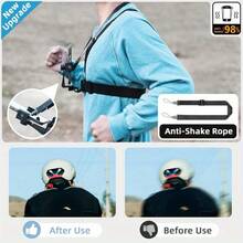 LEATVOOK Adjustable Chest Mount Phone Holder Harness - Compatible With IPhone, GoPro, Insta360, Action Cameras - Black Padded Design For Biking, Kayaking, Fishing, Skateboarding POV/VLOG Recording, Adventure Gear | Sleek Black Design | Durable Buckles, Bike Phone Holder Mount. Best Mother's Day And Valentine's Day Gifts. - 黑色 - 查看 7
