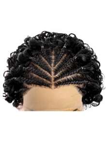 Parrucche intrecciate nere a taglio pixie per donna in capelli umani, ricce e afro ricci, con frontalino in pizzo HD, acconciatura afro crespa in capelli umani 13x4 pre-intrecciati
