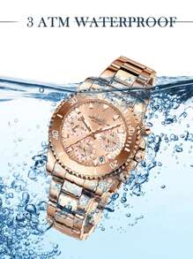 BIDEN 1 Reloj de mujer, Cronógrafo, Resistente al agua, Calendario, Correa de acero inoxidable, Reloj de mujer elegante y de estilo con herramienta de corte de tira de acero gratis y caja gratis